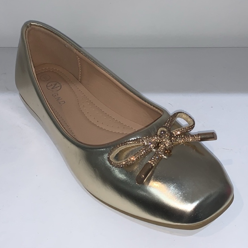 GOLD SPARKLY BOW FLATS